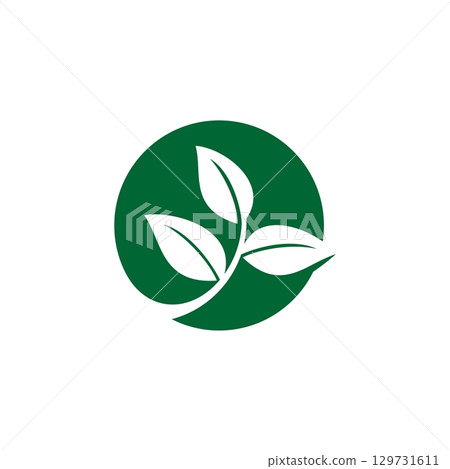 Circle Green Leaves Logo Template Illustration Design. Vector EPS 10. Circle Green Leaves Logo Template Illustration Design. Vector EPS 10. 129731611