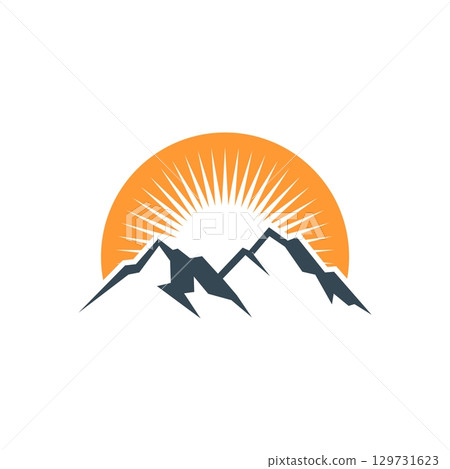 Sun and mountain logo template Illustration Design. Vector EPS 10. 129731623