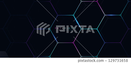 Abstract RGB light lines background. Futuristic technology digital hi tech concept background 129731658