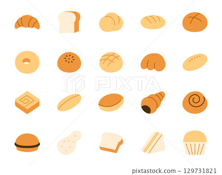 Bread icon set flat design illustration 129731821