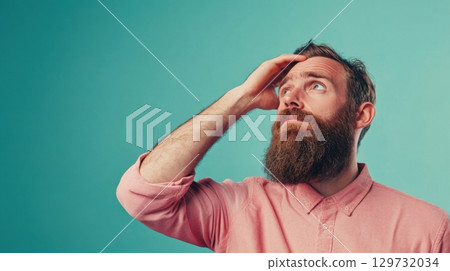 man thinking pondering contemplative thoughtful questioning 129732034