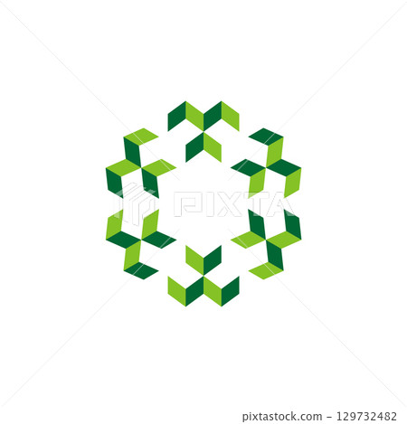 Green Arrow Geometric Circle Logo Template Illustration Design. 129732482