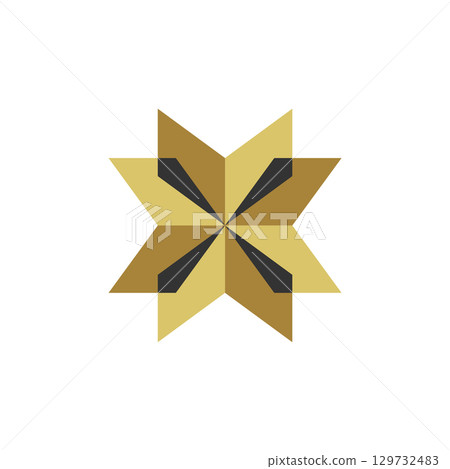 Gold Star Ornamental Logo Template Illustration Design. 129732483