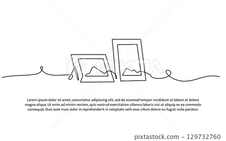 One line of photo figure. Abstract minimal continuous line. 129732760