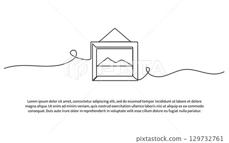 One line of photo figure. Abstract minimal continuous line. 129732761