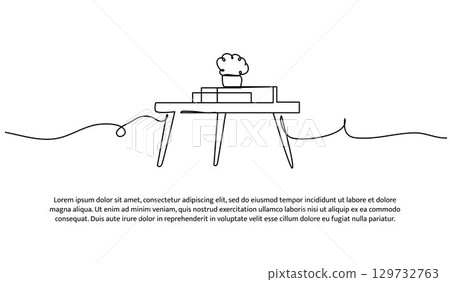 One line of table. Abstract minimal continuous line. 129732763