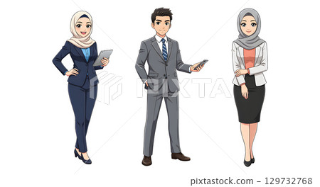 of Business man character design. Arab Cartoon illustration. 129732768