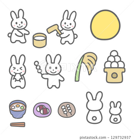 可愛的賞月插畫集 129732937