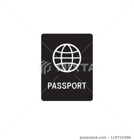 passport silhouette icon for travel identification and global mobility 129732996