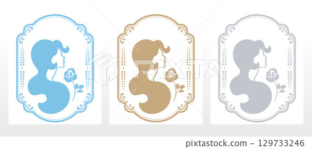 Silhouette of a woman with a rose. Vector graphics. 129733246