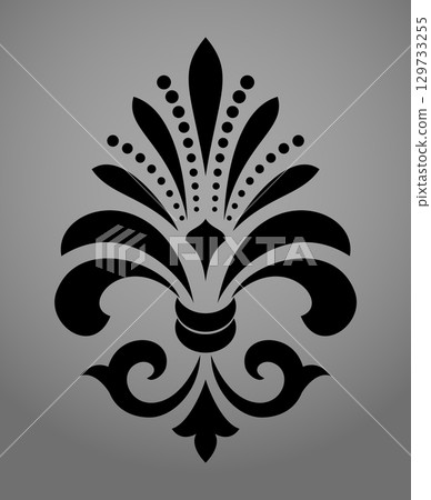 Damask graphic ornament. Floral design element. Black and gray vector pattern Damask graphic ornament. Floral design element. Black and gray vector pattern 129733255