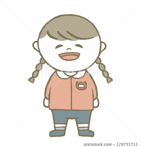 Kindergarten girl in pink 129733711