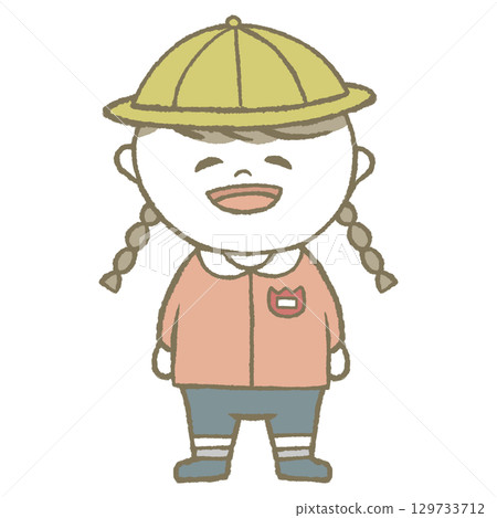 Kindergarten girl in pink 129733712