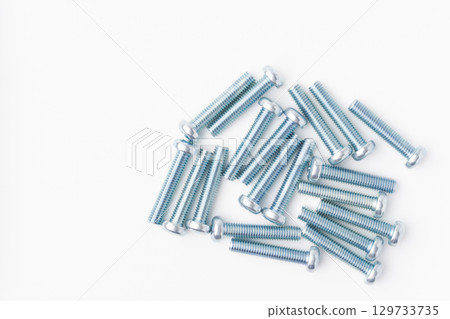 Pan head screw (cross recess) on white background Pan head screw (cross recess) on white background 129733735