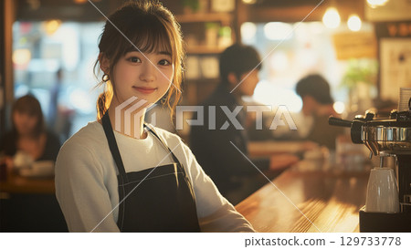 在一家咖啡館的職員 129733778