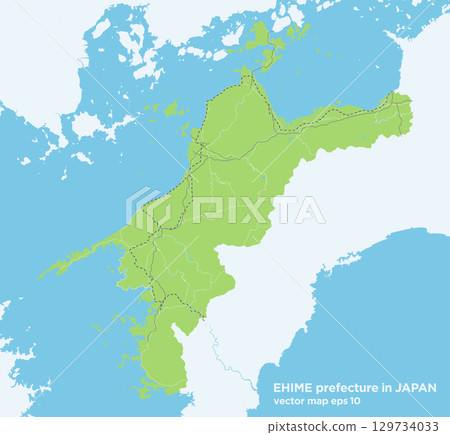 日本愛媛郡的簡易綠色道路地圖 129734033