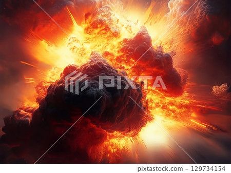 Abstract background with explosion and flying debris 129734154