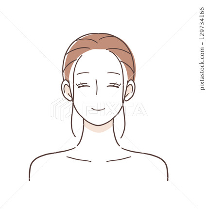 Frontal illustration of a smiling woman Frontal illustration of a smiling woman 129734166