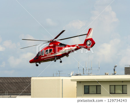 Osaka City Fire Department helicopter "Osaka" taking off from Yao Airport 129734243