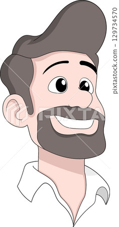 Smiling Cartoon Man with Beard Smiling Cartoon Man with Beard 129734570