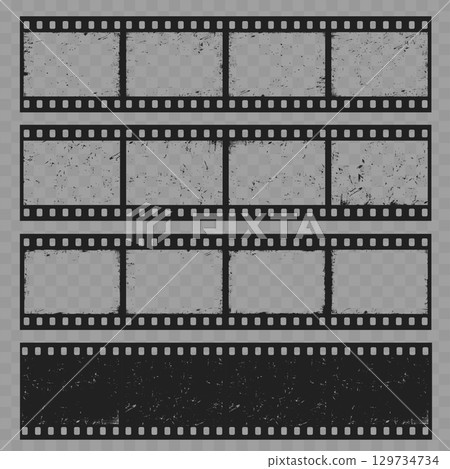 Set of Old Dirty Film Strips. Retro Frames. Vector 129734734