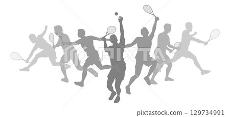 Silhouette Tennis Players Silhouettes Concept Silhouette Tennis Players Silhouettes Concept 129734991