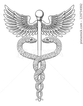 Caduceus Medical Asclepius Rod Doctor Symbol Icon 129734992