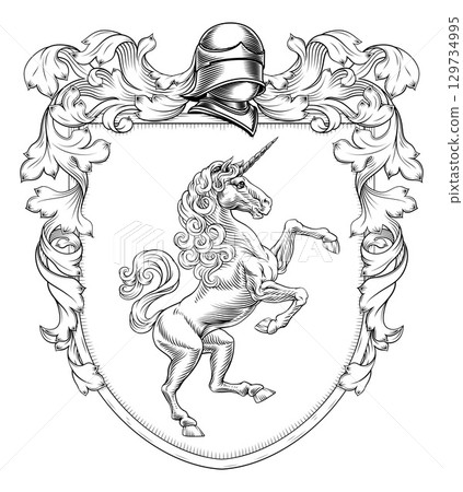 Coat of Arms Crest Unicorn Horse Heraldry Shield 129734995