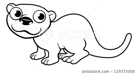 Otter Cartoon Character Wild Animal Illustration Otter Cartoon Character Wild Animal Illustration 129735008