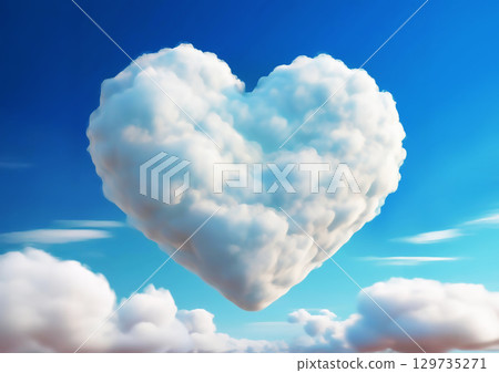 天空中心形雲的 3d 插圖 129735271
