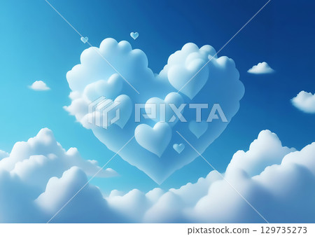 天空中心形雲的 3d 插圖 天空中心形雲的 3d 插圖 129735273