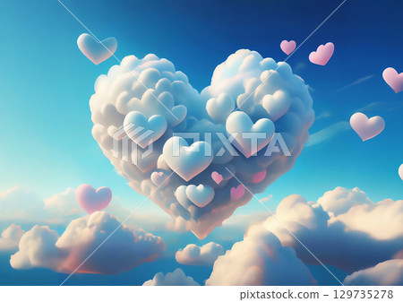 天空中心形雲的 3d 插圖 129735278
