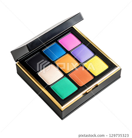 Vibrant Eyeshadow Palette Nine Bold Shades for Stunning Makeup Looks On Transparent Background 129735323