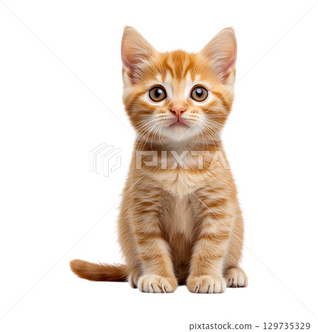 Ginger Kitten A Charming Portrait On Transparent Background 129735329