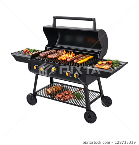 Delicious BBQ Grill Feast Outdoor Cooking Perfection On Transparent Background Delicious BBQ Grill Feast Outdoor Cooking Perfection On Transparent Background 129735339