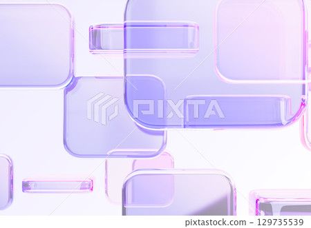 Abstract geometric block 3d background. Iridescent glass transparent square pattern with purple pink gradient. Futuristic digital technology, crystal hologram rectangle shapes render. 3D illustration Abstract geometric block 3d background. Iridescent glass transparent square pattern with purple pink gradient. Futuristic digital technology, crystal hologram rectangle shapes render. 3D illustration 129735539