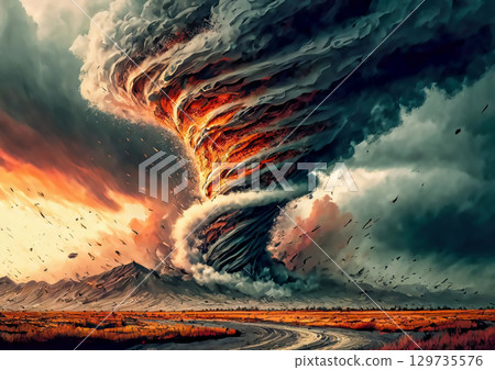 3d illustration of a tornado 129735576