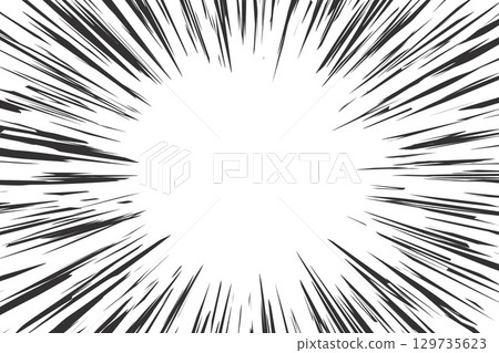Comic speed lines effect. Radial explosion on white background. Manga and anime book action and motion rays. Cartoon burst and abstract concentric shout and scream. Vector Comic speed lines effect. Radial explosion on white background. Manga and anime book action and motion rays. Cartoon burst and abstract concentric shout and scream. Vector 129735623
