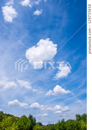 Pleasant blue sky and white clouds [Landscape/Background material] 129735658
