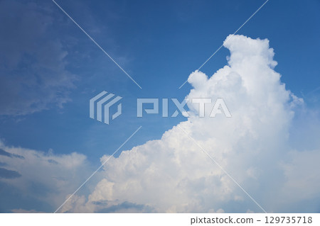 Summer sky background material. White clouds floating in the blue sky Summer sky background material. White clouds floating in the blue sky 129735718