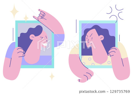 Contrasts in mood and state of mind concept Contrasts in mood and state of mind concept 129735769