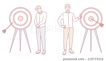 Target Achievement Illustration Representing the Concepts of Success and Failure Clearly 129735816