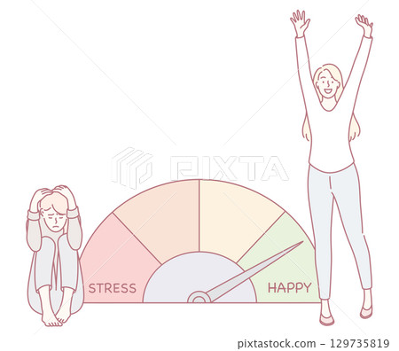 The Emotional Spectrum An Illustration Ranging from Stress to Happiness and Joyful Moments The Emotional Spectrum An Illustration Ranging from Stress to Happiness and Joyful Moments 129735819