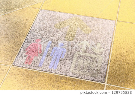 插圖CG圖像路邊指南電梯和廁所標誌直行 129735828