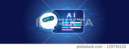 AI Virtual Assistant Chatbot with Glowing Digital Interface AI Virtual Assistant Chatbot with Glowing Digital Interface 129736120