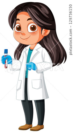 Female Scientist Holding Blood Sample in Lab Coat Female Scientist Holding Blood Sample in Lab Coat 129736150