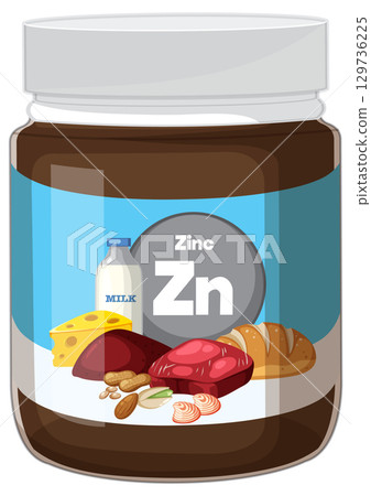 Zinc Rich Foods in Glass Jar Vector Illustration Zinc Rich Foods in Glass Jar Vector Illustration 129736225