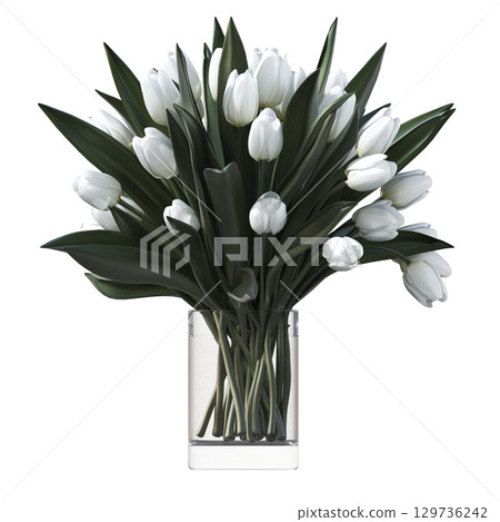 decorative flower in a pot isolate on a transparent background, 3D illustration, cg render decorative flower in a pot isolate on a transparent background, 3D illustration, cg render 129736242
