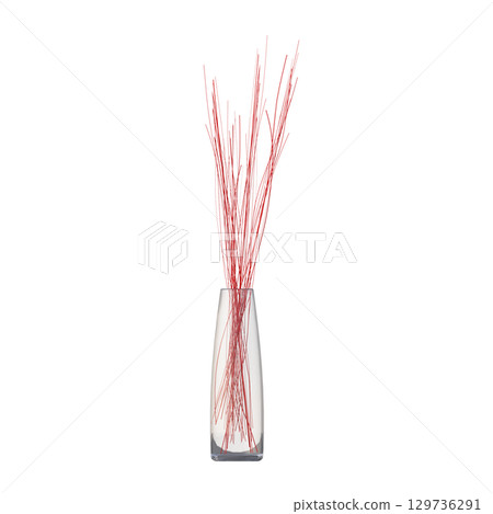 decorative flower in a pot isolate on a transparent background, 3D illustration, cg render 129736291