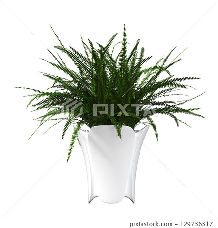 decorative flower in a pot isolate on a transparent background, 3D illustration, cg render 129736317